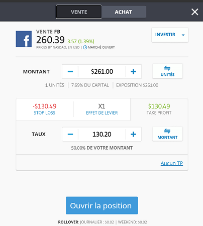 achat action fb