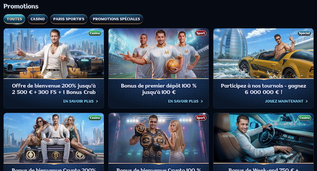 promotions et bonus alléchants